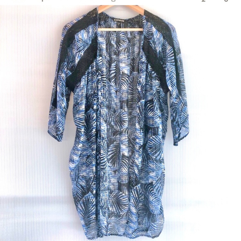 Express Chiffon Kimono Leaf Print XS NWT